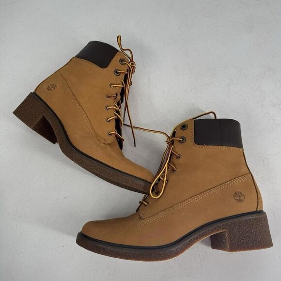 Timberland Women's 7.5 Brinda Boots Leather Lace Up Low Heel - Picture 1 of 9